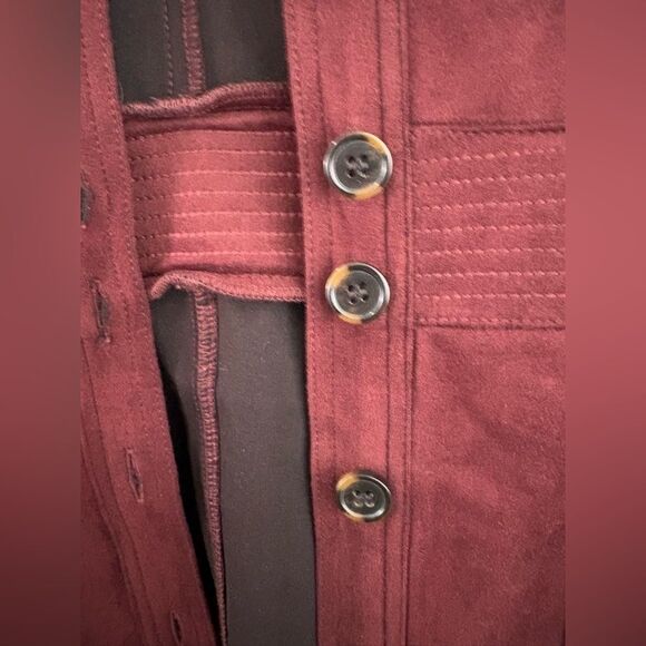 A Loves A Dress Faux Suede Burgundy Long Sleeve Size Large - Picture 3 of 8